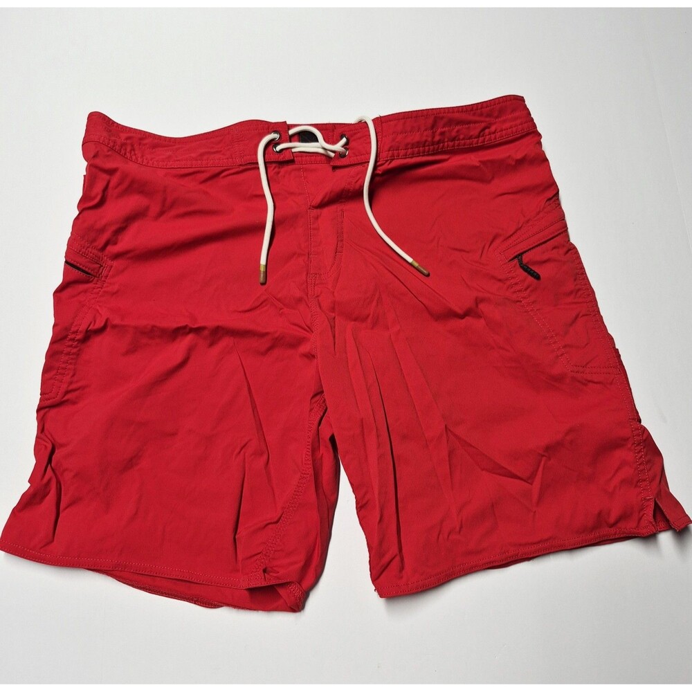 Seager Co Skipjack Nylon Utility Boardshorts Swim Trunks Red Mens 38 NWOT